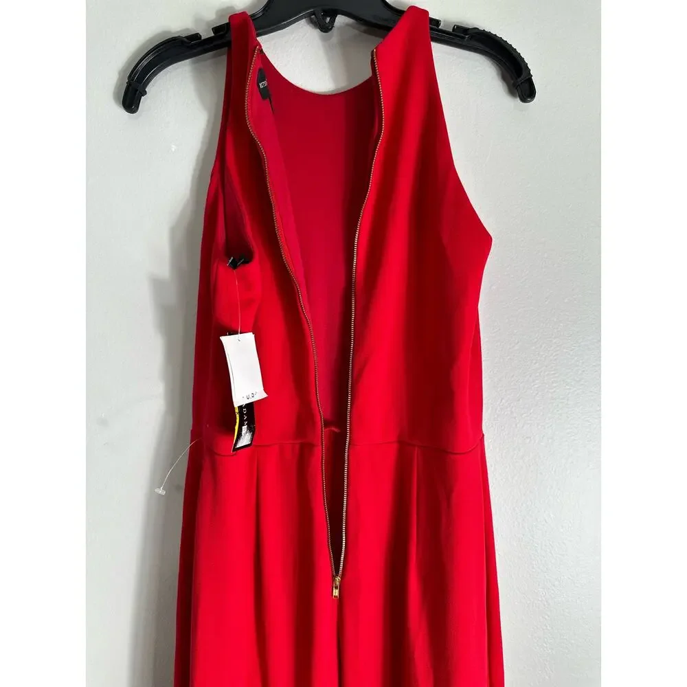NWT Besty and Adam Round Neck Sleeveless Ruffle High-Low Stretch Crepe Gown SZ 8 - Picture 8 of 9